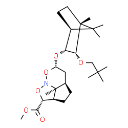 ChemSpider 2D Image | Methyl (2R,2aR,4aR,6S,7bS)-6-{[(1S,2R,3S,4R)-3-(2,2-dimethylpropoxy)-4,7,7-trimethylbicyclo[2.2.1]hept-2-yl]oxy}-7b-methyloctahydro-1,7-dioxa-7a-azacyclopenta[cd]indene-2-carboxylate | C26H43NO6