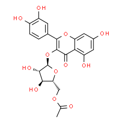 ChemSpider 2D Image | 2-(3,4-Dihydroxyphenyl)-5,7-dihydroxy-4-oxo-4H-chromen-3-yl 5-O-acetyl-alpha-D-arabinofuranoside | C22H20O12