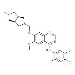 ChemSpider 2D Image | N-(4,5-Dichloro-2-fluorophenyl)-6-methoxy-7-{[(3aR,6aS)-2-methyloctahydrocyclopenta[c]pyrrol-5-yl]methoxy}-4-quinazolinamine | C24H25Cl2FN4O2