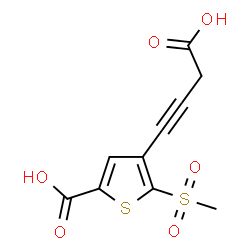 ChemSpider 2D Image | 4-(3-Carboxy-1-propyn-1-yl)-5-(methylsulfonyl)-2-thiophenecarboxylic acid | C10H8O6S2