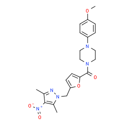 ChemSpider 2D Image | {5-[(3,5-Dimethyl-4-nitro-1H-pyrazol-1-yl)methyl]-2-furyl}[4-(4-methoxyphenyl)-1-piperazinyl]methanone | C22H25N5O5