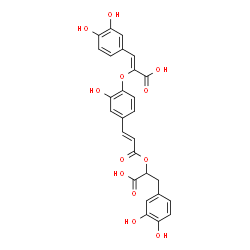 ChemSpider 2D Image | (2Z)-2-(4-{(1E)-3-[1-Carboxy-2-(3,4-dihydroxyphenyl)ethoxy]-3-oxo-1-propen-1-yl}-2-hydroxyphenoxy)-3-(3,4-dihydroxyphenyl)acrylic acid | C27H22O12
