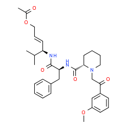 ChemSpider 2D Image | (2E,4S)-4-{[N-({(2S)-1-[2-(3-Methoxyphenyl)-2-oxoethyl]-2-piperidinyl}carbonyl)-L-phenylalanyl]amino}-5-methyl-2-hexen-1-yl acetate | C33H43N3O6