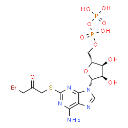 ChemSpider 2D Image | 2-[(3-Bromo-2-oxopropyl)sulfanyl]adenosine 5'-(trihydrogen diphosphate) | C13H18BrN5O11P2S