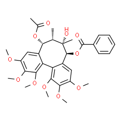 ChemSpider 2D Image | (5S,6S,7S,8R)-8-Acetoxy-6-hydroxy-1,2,3,10,11,12-hexamethoxy-6,7-dimethyl-5,6,7,8-tetrahydrodibenzo[a,c][8]annulen-5-yl benzoate | C33H38O11