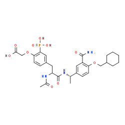 ChemSpider 2D Image | {4-[2-Acetamido-3-({(1S)-1-[3-carbamoyl-4-(cyclohexylmethoxy)phenyl]ethyl}amino)-3-oxopropyl]-2-phosphonophenoxy}acetic acid | C29H38N3O10P