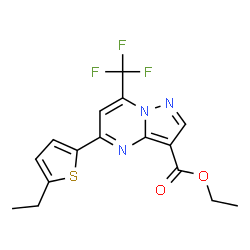 ChemSpider 2D Image | Ethyl 5-(5-ethyl-2-thienyl)-7-(trifluoromethyl)pyrazolo[1,5-a]pyrimidine-3-carboxylate | C16H14F3N3O2S