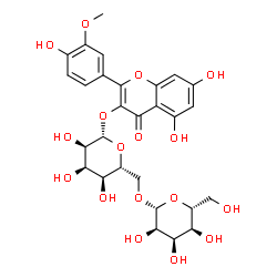 ChemSpider 2D Image | 5,7-Dihydroxy-2-(4-hydroxy-3-methoxyphenyl)-4-oxo-4H-chromen-3-yl 6-O-beta-D-allopyranosyl-beta-D-allopyranoside | C28H32O17