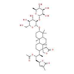 ChemSpider 2D Image | (2S,3R)-3-[(3S,4b'R,7'S,10a'R)-7'-{[2-O-(6-Deoxy-alpha-L-mannopyranosyl)-beta-D-glucopyranosyl]oxy}-4b',8',8',10a'-tetramethyl-5-oxotetradecahydro-2'H-spiro[furan-3,1'-phenanthren]-2'-yl]-1-[(2R)-4-me
thyl-5-oxo-2,5-dihydro-2-furanyl]-2-butanyl acetate | C44H68O16