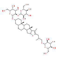 ChemSpider 2D Image | (2S,3S,4R,5R,6S)-2-{3-[(4aS,6aS,12aR)-2-{[(2R,3R,4S,5R,6R)-4,5-Dihydroxy-6-(hydroxymethyl)-3-{[(2S,3R,4S,5S,6R)-3,4,5-trihydroxy-6-(hydroxymethyl)tetrahydro-2H-pyran-2-yl]oxy}tetrahydro-2H-pyran-2-yl]
oxy}-4a,6a,7-trimethyl-2,3,4,4a,4b,5,6,6a,6b,9a,10,10a,10b,11,12,12a-hexadecahydro-1H-naphtho[2',1':4,5]indeno[2,1-b]furan-8-yl]-2-methylpropoxy}-6-(hydroxymethyl)tetrahydro-2H-pyran-3,4,5-triol (non-
preferred name) | C44H72O18