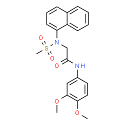 ChemSpider 2D Image | N-(3,4-Dimethoxyphenyl)-N~2~-(methylsulfonyl)-N~2~-1-naphthylglycinamide | C21H22N2O5S