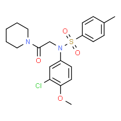 ChemSpider 2D Image | N-(3-Chloro-4-methoxyphenyl)-4-methyl-N-[2-oxo-2-(1-piperidinyl)ethyl]benzenesulfonamide | C21H25ClN2O4S