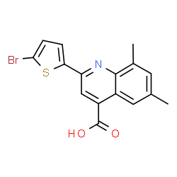ChemSpider 2D Image | 2-(5-Bromo-2-thienyl)-6,8-dimethyl-4-quinolinecarboxylic acid | C16H12BrNO2S