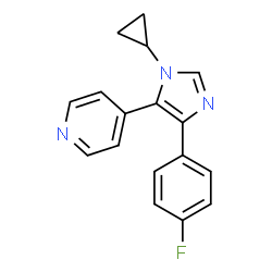 ChemSpider 2D Image | 4-[1-Cyclopropyl-4-(4-fluorophenyl)-1H-imidazol-5-yl]pyridine | C17H14FN3