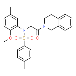 ChemSpider 2D Image | N-[2-(3,4-Dihydro-2(1H)-isoquinolinyl)-2-oxoethyl]-N-(2-methoxy-5-methylphenyl)-4-methylbenzenesulfonamide | C26H28N2O4S