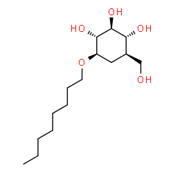 ChemSpider 2D Image | (1R,2S,3R,4R,6R)-4-(Hydroxymethyl)-6-(octyloxy)-1,2,3-cyclohexanetriol | C15H30O5