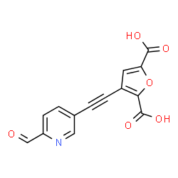 ChemSpider 2D Image | 3-[(6-Formyl-3-pyridinyl)ethynyl]-2,5-furandicarboxylic acid | C14H7NO6