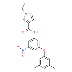 ChemSpider 2D Image | N-[3-(3,5-Dimethylphenoxy)-5-nitrophenyl]-1-ethyl-1H-pyrazole-3-carboxamide | C20H20N4O4