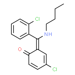 ChemSpider 2D Image | (6E)-6-[(Butylamino)(2-chlorophenyl)methylene]-4-chloro-2,4-cyclohexadien-1-one | C17H17Cl2NO
