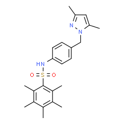 ChemSpider 2D Image | N-{4-[(3,5-Dimethyl-1H-pyrazol-1-yl)methyl]phenyl}-2,3,4,5,6-pentamethylbenzenesulfonamide | C23H29N3O2S