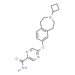 ChemSpider 2D Image | 5-((3-cyclobutyl-2,3,4,5-tetrahydro-1H-3-benzazepin-7-yl)oxy)-N-methyl-2-pyrazinecarboxamide | C20H24N4O2