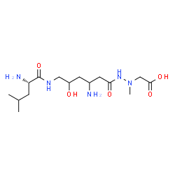 ChemSpider 2D Image | [2-(3-Amino-6-{[(2S)-2-amino-4-methylpentanoyl]amino}-5-hydroxyhexanoyl)-1-methylhydrazino]acetic acid | C15H31N5O5