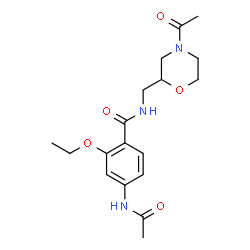 ChemSpider 2D Image | 4-Acetamido-N-[(4-acetyl-2-morpholinyl)methyl]-2-ethoxybenzamide | C18H25N3O5