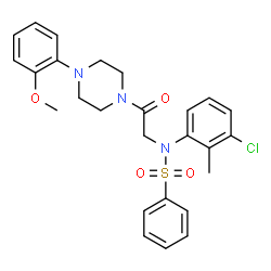 ChemSpider 2D Image | N-(3-Chloro-2-methylphenyl)-N-{2-[4-(2-methoxyphenyl)-1-piperazinyl]-2-oxoethyl}benzenesulfonamide | C26H28ClN3O4S