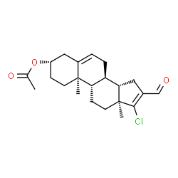 ChemSpider 2D Image | (3beta)-17-Chloro-16-formylandrosta-5,16-dien-3-yl acetate | C22H29ClO3