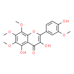 ChemSpider 2D Image | 3,5-Dihydroxy-2-(4-hydroxy-3-methoxyphenyl)-6,7,8-trimethoxy-4H-chromen-4-one | C19H18O9