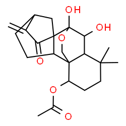 ChemSpider 2D Image | 6,7-Dihydroxy-15-oxo-7,20-epoxykaur-16-en-1-yl acetate | C22H30O6