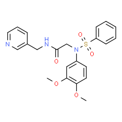 ChemSpider 2D Image | N~2~-(3,4-Dimethoxyphenyl)-N~2~-(phenylsulfonyl)-N-(3-pyridinylmethyl)glycinamide | C22H23N3O5S