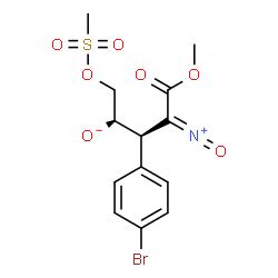 ChemSpider 2D Image | (2R,3R)-3-(4-Bromophenyl)-5-methoxy-1-[(methylsulfonyl)oxy]-5-oxo-4-(oxoiminio)-2-pentanolate | C13H14BrNO7S