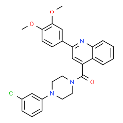 ChemSpider 2D Image | [4-(3-Chlorophenyl)-1-piperazinyl][2-(3,4-dimethoxyphenyl)-4-quinolinyl]methanone | C28H26ClN3O3