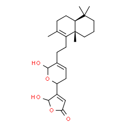 ChemSpider 2D Image | 5-Hydroxy-4-(6-hydroxy-5-{2-[(4aS,8aS)-2,5,5,8a-tetramethyl-3,4,4a,5,6,7,8,8a-octahydro-1-naphthalenyl]ethyl}-3,6-dihydro-2H-pyran-2-yl)-2(5H)-furanone | C25H36O5