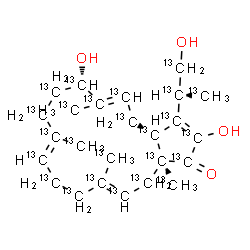 ChemSpider 2D Image | (3aR,7S,10E,14E,16aS)-2,7-Dihydroxy-3-[(2S)-1-hydroxy(~13~C_3_)-2-propanyl]-6,10,14,16a-tetrakis[(~13~C)methyl](~13~C_18_)-4,7,8,9,12,13,16,16a-octahydrocyclopenta[15]annulen-1(3aH)-one | 13C25H38O4