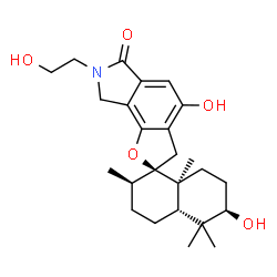 ChemSpider 2D Image | (2R,2'R,4a'S,6'R,8a'S)-4,6'-Dihydroxy-7-(2-hydroxyethyl)-2',5',5',8a'-tetramethyl-3',4',4a',5',6',7,7',8,8',8a'-decahydro-2'H-spiro[furo[2,3-e]isoindole-2,1'-naphthalen]-6(3H)-one | C25H35NO5