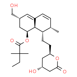 ChemSpider 2D Image | (1S,3S,7S,8S,8aR)-3-(Hydroxymethyl)-8-{2-[(2R,4R)-4-hydroxy-6-oxotetrahydro-2H-pyran-2-yl]ethyl}-7-methyl-1,2,3,7,8,8a-hexahydro-1-naphthalenyl 2,2-dimethylbutanoate | C25H38O6
