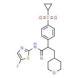 ChemSpider 2D Image | 2-[4-(Cyclopropylsulfonyl)phenyl]-N-(5-fluoro-1,3-thiazol-2-yl)-3-(tetrahydro-2H-pyran-4-yl)propanamide | C20H23FN2O4S2