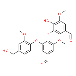 ChemSpider 2D Image | 4-(5-Formyl-2-hydroxy-3-methoxyphenoxy)-3-[4-(hydroxymethyl)-2-methoxyphenoxy]-5-methoxybenzaldehyde | C24H22O9