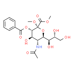 ChemSpider 2D Image | Dimethyl (6R)-5-acetamido-3-O-benzoyl-5-deoxy-6-[(1R,2R)-1,2,3-trihydroxypropyl]-alpha-L-sorbopyranosidonate | C20H27NO11