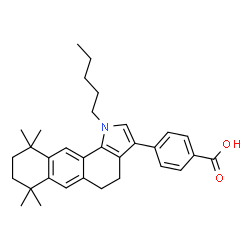 ChemSpider 2D Image | 4-(7,7,10,10-Tetramethyl-1-pentyl-4,5,7,8,9,10-hexahydro-1H-naphtho[2,3-g]indol-3-yl)benzoic acid | C32H39NO2