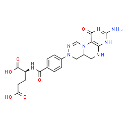 ChemSpider 2D Image | N-[4-(8-Amino-10-oxo-4,4a,5,6,7,10-hexahydro-3H-[1,2,4]triazino[4,5-f]pteridin-3-yl)benzoyl]-L-glutamic acid | C20H22N8O6