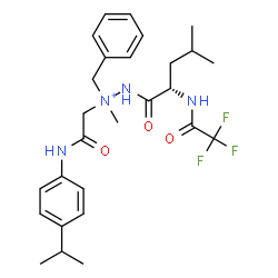 ChemSpider 2D Image | 1-Benzyl-1-{2-[(4-isopropylphenyl)amino]-2-oxoethyl}-1-methyl-2-{(2S)-4-methyl-2-[(trifluoroacetyl)amino]pentanoyl}hydrazinium | C27H36F3N4O3