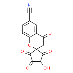 ChemSpider 2D Image | 3'-Hydroxy-2',4,4',5'-tetraoxo-3,4-dihydrospiro[chromene-2,1'-cyclopentane]-6-carbonitrile | C14H7NO6