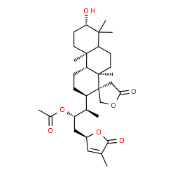 ChemSpider 2D Image | (2S,3R)-3-[(2'R,3S,4a'R,4b'R,7'S,10a'R)-7'-Hydroxy-4b',8',8',10a'-tetramethyl-5-oxotetradecahydro-2'H-spiro[furan-3,1'-phenanthren]-2'-yl]-1-[(2R)-4-methyl-5-oxo-2,5-dihydro-2-furanyl]-2-butanyl aceta
te | C32H48O7