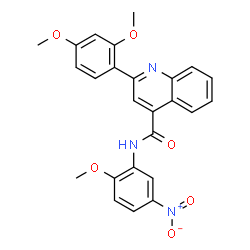 ChemSpider 2D Image | 2-(2,4-Dimethoxyphenyl)-N-(2-methoxy-5-nitrophenyl)-4-quinolinecarboxamide | C25H21N3O6