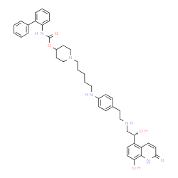 ChemSpider 2D Image | 1-(5-{[4-(2-{[(2R)-2-Hydroxy-2-(8-hydroxy-2-oxo-1,2-dihydro-5-quinolinyl)ethyl]amino}ethyl)phenyl]amino}pentyl)-4-piperidinyl 2-biphenylylcarbamate | C42H49N5O5