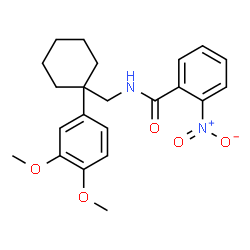 ChemSpider 2D Image | N-{[1-(3,4-Dimethoxyphenyl)cyclohexyl]methyl}-2-nitrobenzamide | C22H26N2O5
