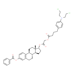 ChemSpider 2D Image | (17alpha)-17-{2-[(4-{4-[Bis(2-chloroethyl)amino]phenyl}butanoyl)oxy]acetoxy}estra-1,3,5(10)-trien-3-yl benzoate | C41H47Cl2NO6